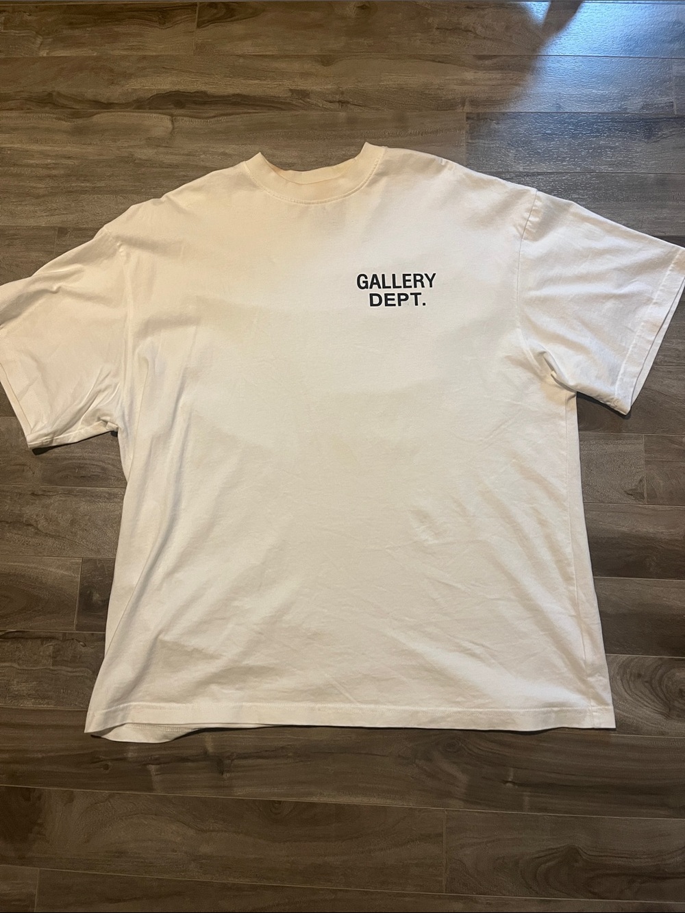 Gallery Dept Off-White Short Sleeve Tee with Black Chest Logo